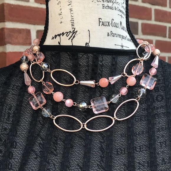 🆕 ASHLEY COOPER Rose Gold Stone Necklace Set - Picture 2 of 7